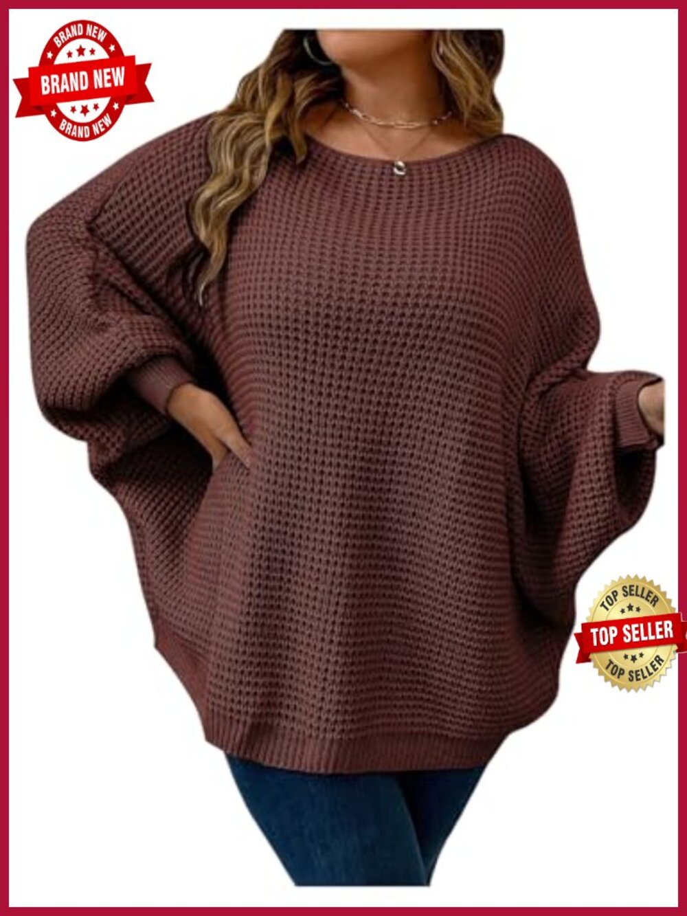 Plus Size Oversized Sweater Casual Pullover Long Sleeve Round Neck